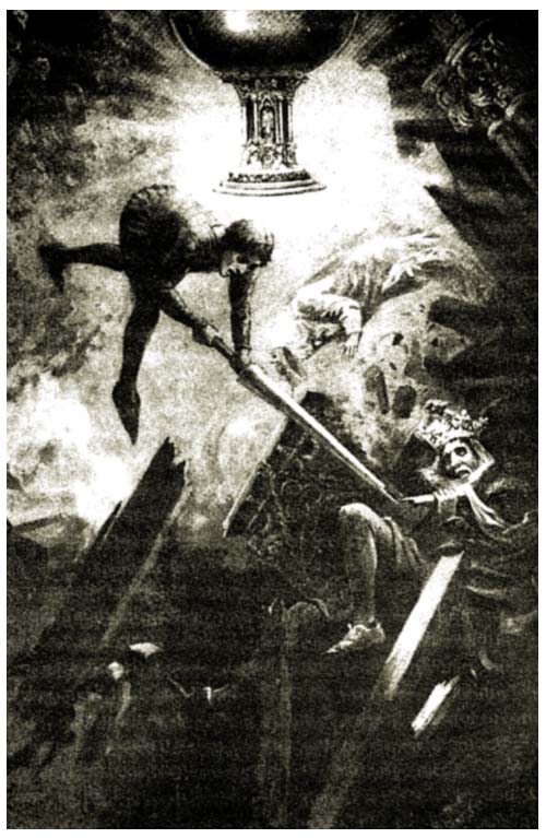 The castle rocked and rove throughout, and all the walls fell crashed and breaking to the earth.
