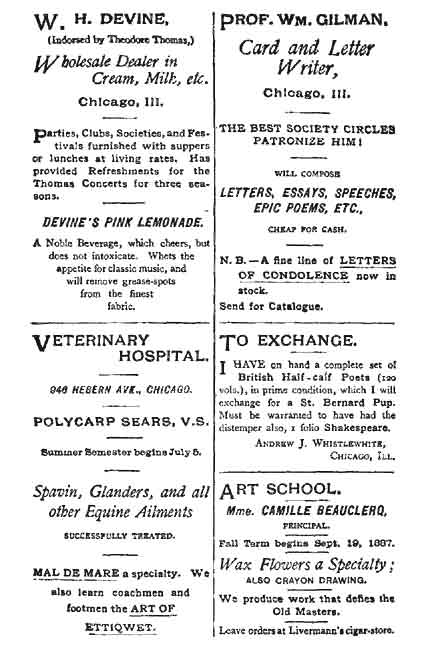 PAGE OF ADVERTISEMENTS FROM "CULTURE'S
GARLAND."