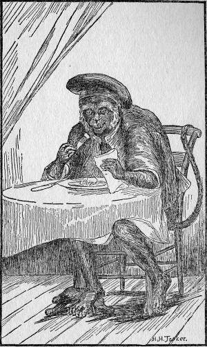 Mappo sat up at the table and eat his dinner with knife,
fork and spoon. (Page 119)