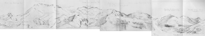 Plate VI.&mdash;Mount Elizabeth, Mount Anne And Socks Glacier&mdash;E. A. Wilson, del. Emery Walker Limited, Collotypers.