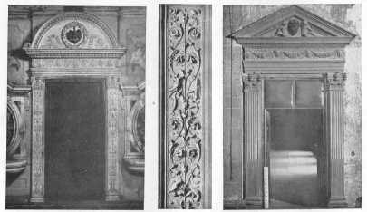 The Italian Renaissance is still inspiring the world. In
the two doorways the use of pilasters and frieze, and the pedimented and
round over-door motifs are typical of the period.