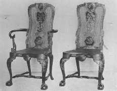 Examples of line reproductions. The lacquer chairs carry
 out the true feeling of the old with great skill.