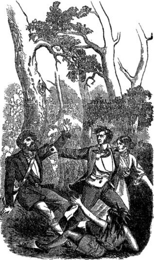 "Hamilton knocked down the Indian who guarded him, sent Durant whirling
round like a top to the distance of ten or twelve feet."&mdash;See page 54.