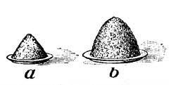 FIG. 27.&mdash;a is the amount of fat necessary to make one calorie; b is the amount of sugar or proteid necessary to make one calorie.