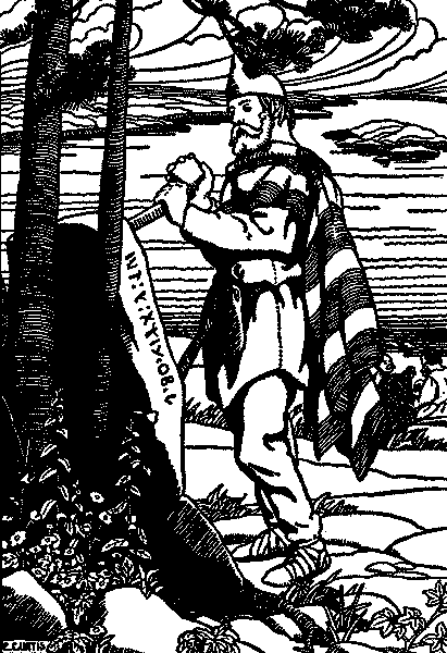 "Nils marked out an inscription in runic letters."&mdash;Page 30