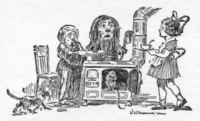 Mr. Jonah and the Animals huddled around the stove to get warm.