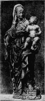 106E. Bemalte Thonstatuette der Madonna von einem Nachfolger Donatello&rsquo;s