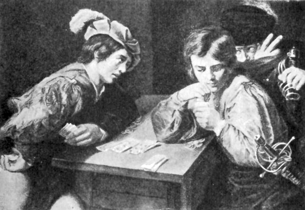 FIG. 55.&mdash;CARAVAGGIO. THE CARD PLAYERS. DRESDEN.