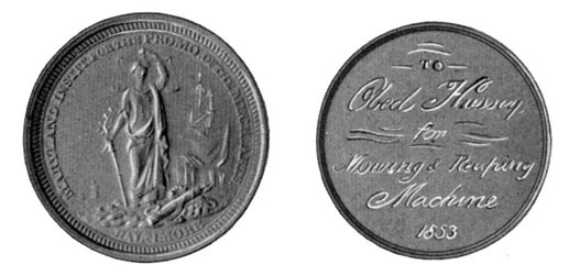 Gold medal won by Mr. Hussey with the Reaper at Baltimore
in 1853