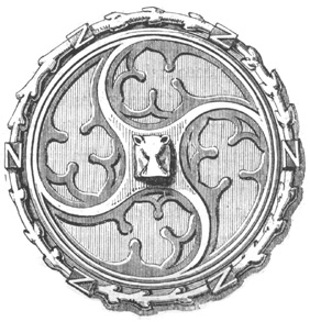 Scutcheon from Beauchamp Chapel, Warwick, circa A.&nbsp;D. 1450.