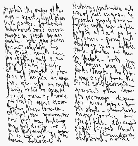 WILD WALES IN ITS BEGINNINGS.

Two pages from one of George Borrow's Pocket-books with pencilled notes
made on his journey through Wales.