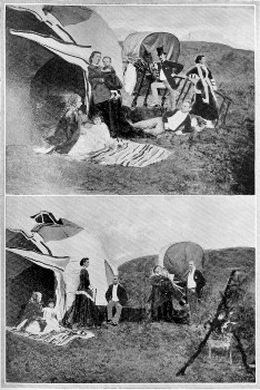THE FAMILY OF JASPER PETULENGRO

'Jasper' or Ambrose Smith was a very old man when this picture was taken
by Mr. Andrew Innes of Dunbar in 1878. In both pictures we see
Sanspirella, Jasper's wife, seated and holding a child. We are indebted
to Mr. Charles Spence of Dunbar for these interesting groups.