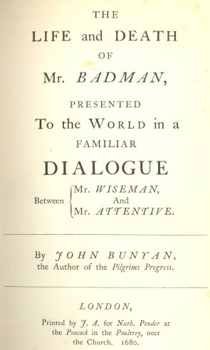 Facsimile of title page of first (1680) edition of The Life and
Death of Mr. Badman