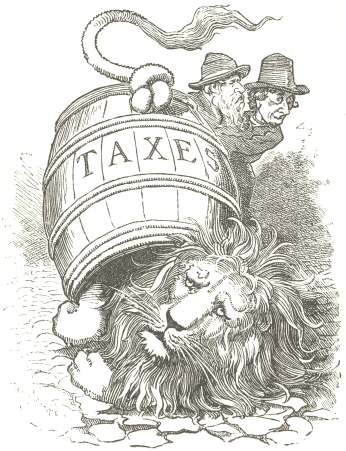 Lion and Tub.  From &ldquo;Punch&rsquo;s Pocket-Book,&rdquo;
1879.  Drawn by Linley Sambourne; engraved by Swain
