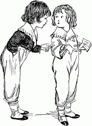 At the end of that dance I whispered
the Colonel to come into the cloak-room, and I showed him the note.