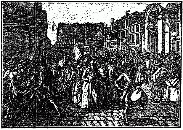 Les vainqueurs de la Bastille escortant les
prisonniers