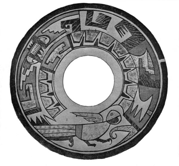 Fig. 274&mdash;Upper surface of vase with bird decoration
