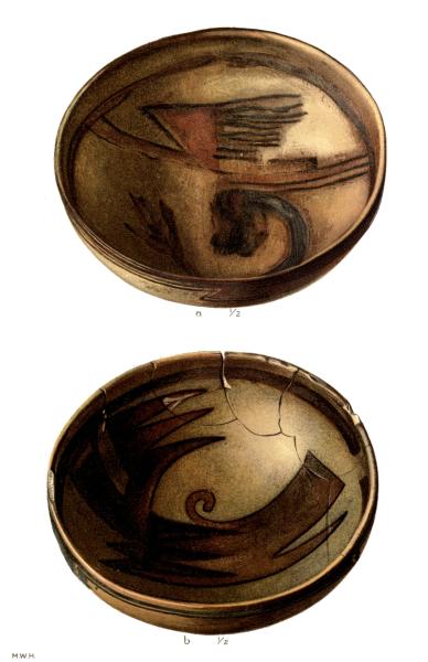 PL. CLV&mdash;
FOOD BOWLS WITH FIGURES OF BIRDS AND FEATHERS FROM SIKYATKI