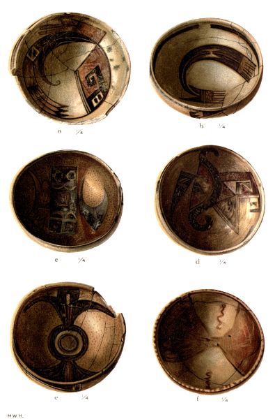 PL. CXLIX&mdash;
FOOD BOWLS WITH SYMBOLS OF FEATHERS FROM SIKYATKI