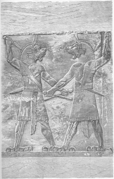 54.&mdash;DEMONS FIGHTING. (From the British Museum.)