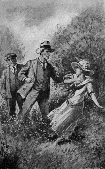 He pushed Nan from him with such force that she stumbled
and fell. (See page 216)