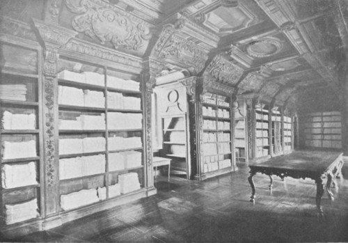 Fig. 132. Interior of the Library of the Jesuits at Rheims, now the Lingerie de l'H&ocirc;pital G&eacute;n&eacute;ral.