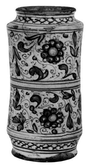 Figure 16.&mdash;A Rare, Antwerp, 16th-century drug jar.