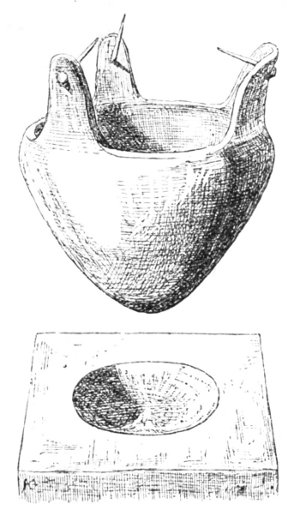 Fig. 97.&mdash;Bronze foot from the Balawat gates and its
socket.