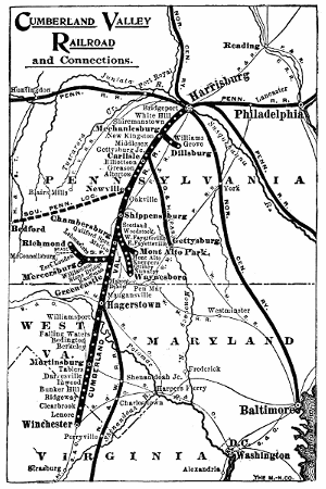 Figure 4.&mdash;Map of the Cumberland Valley Railroad as it appeared in 1919.