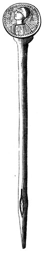 Bronze Pin with
Christian Emblems (Roman).