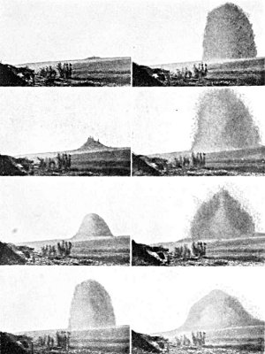 THE OPENING OF THE GREAT BATTLE OF THE SOMME, JULY 1ST, 1916.
AT 7.20 A. M. THIS HUGE MINE LOADED WITH 20 TONS OF AMINOL WHICH
TOOK 7 MONTHS TO MAKE, WAS SPRUNG UNDER THE GERMAN TRENCHES
AT BEAUMONT HAMEL