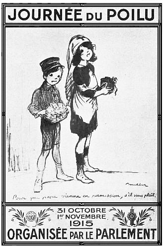 A poster advertising the fund to bring from the trenches
“permissionaires,” those soldiers who obtain permission to return home
for six days.