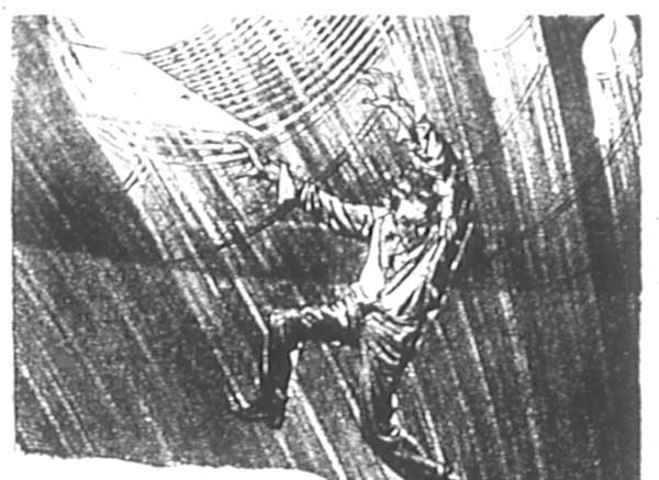 He clutched at the gangway&mdash;and fell.