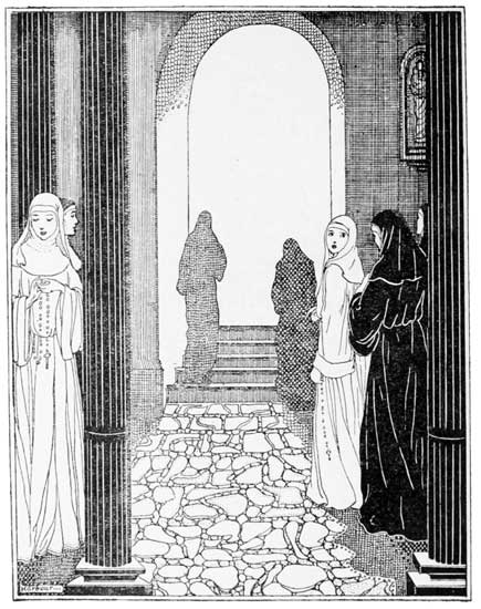 "From all directions nuns came gliding towards the
lighted portal."