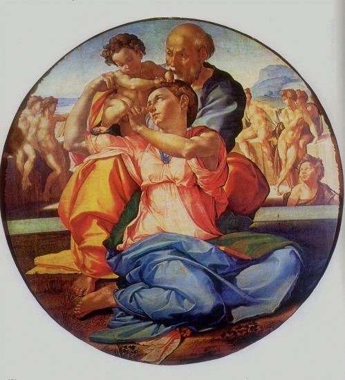 THE HOLY FAMILY Painted for Agnolo Doni (between 1501-1505)

National Gallery, London.