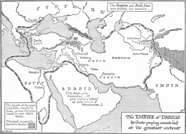Map: The Empire of Darius (tribute-paying countries) at its
greatest extent