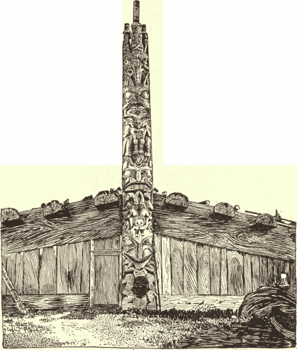 Chief's House: Queen Charlotte's Inlet. (From Photograph.) Illustration.