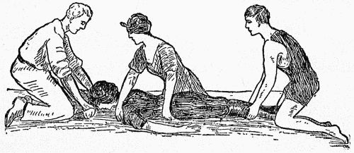 "You keep his nose out of the sand by putting his arm under his
own forehead."
