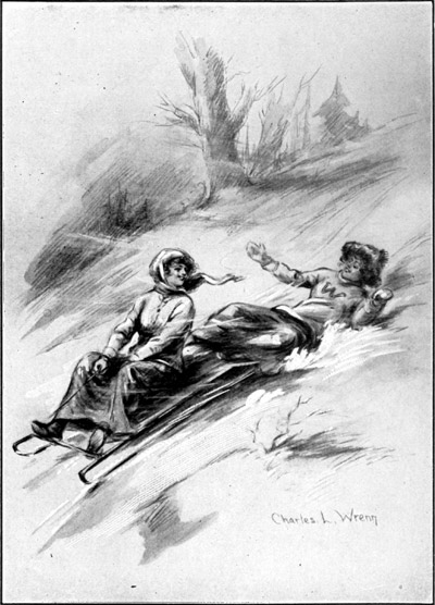 THE NEXT THING SHE KNEW SHE WAS BURIED DEEP IN A SNOW
DRIFT, AND JUDY WAS WHIZZING ON ALONE.&mdash;Page&nbsp;224