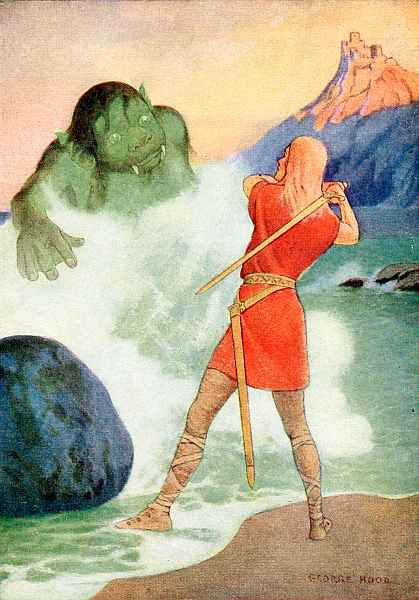 "THEN SILVERWHITE DREW HIS SWORD WITH A GREAT
SWEEP AND RUSHED UPON THE SEA-TROLL."