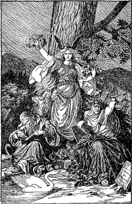 After the painting by Ehrenberg,
THE NORNS.