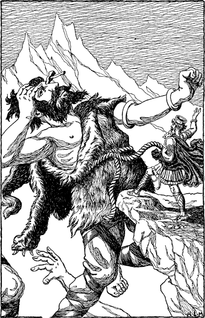 THOR&rsquo;S BATTLE WITH THE FROST GIANTS.