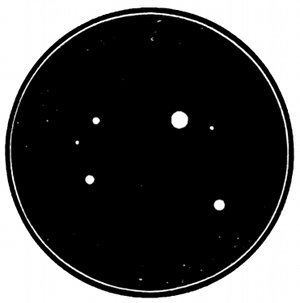 Fig. 56.

The trapezium, θ Orionis, in the
nebula of Orion. (Herschel.)