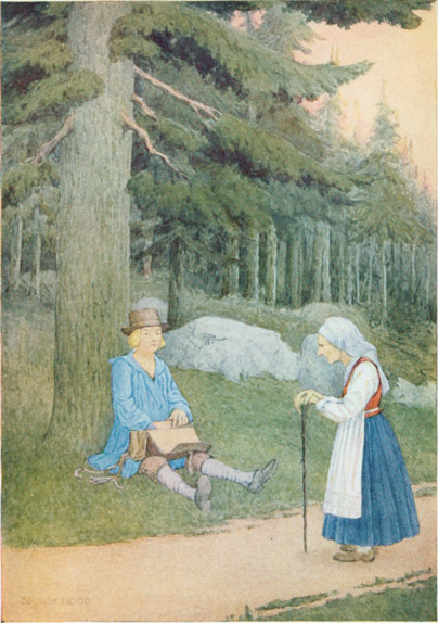 &ldquo;AN OLD WOMAN CAME LIMPING ALONG, AND ASKED HIM WHAT
HE HAD IN HIS KNAPSACK&rdquo;
&mdash;Page 17