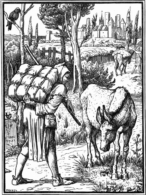 "Good-day, friend," said he. "If you have nothing to do,
perhaps you would not mind carrying my load for me for a little."&mdash;P.
131.