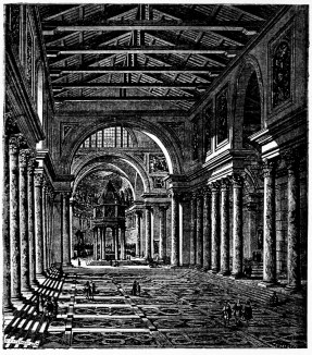 Ancienne basilique constantinienne de Saint-Pierre.
Restitution.