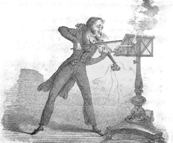 Plate VI.&mdash;See Appendix. Cartoon of Paganini frm the title-page of a comic Song, 1831.