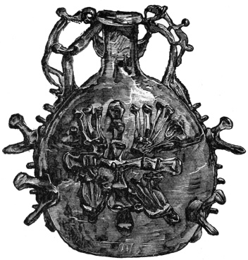 PILGRIMS' GLASS BOTTLE.&mdash;SPANISH, 17TH CENTURY.