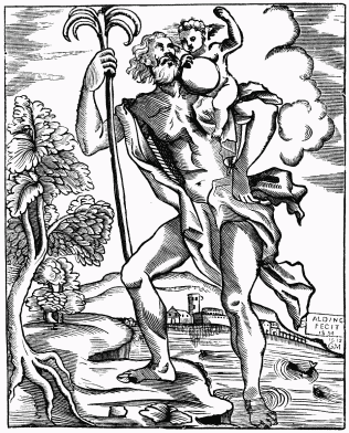 FIG. 56.&mdash;St. Christopher. From a Venetian print.