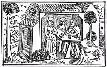FIG. 8.&mdash;The Grief of Hannah. From the Cologne Bible,
1470-’75